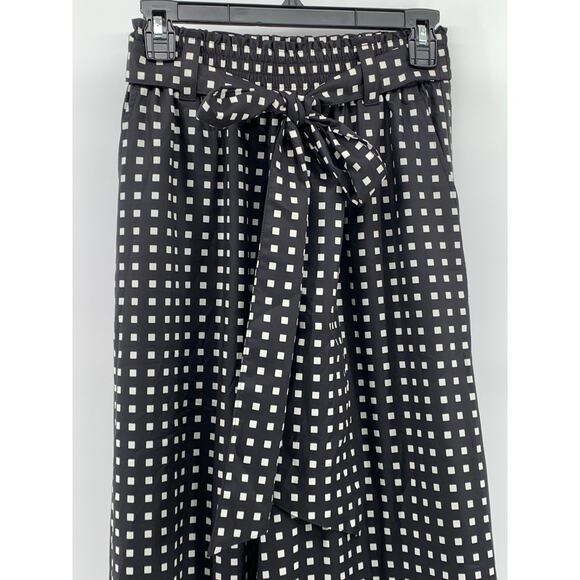 HYKE Women's Black-White Square Print Belted Wide-Leg Relaxed-Fit Pant SZ 2 - Picture 5 of 10